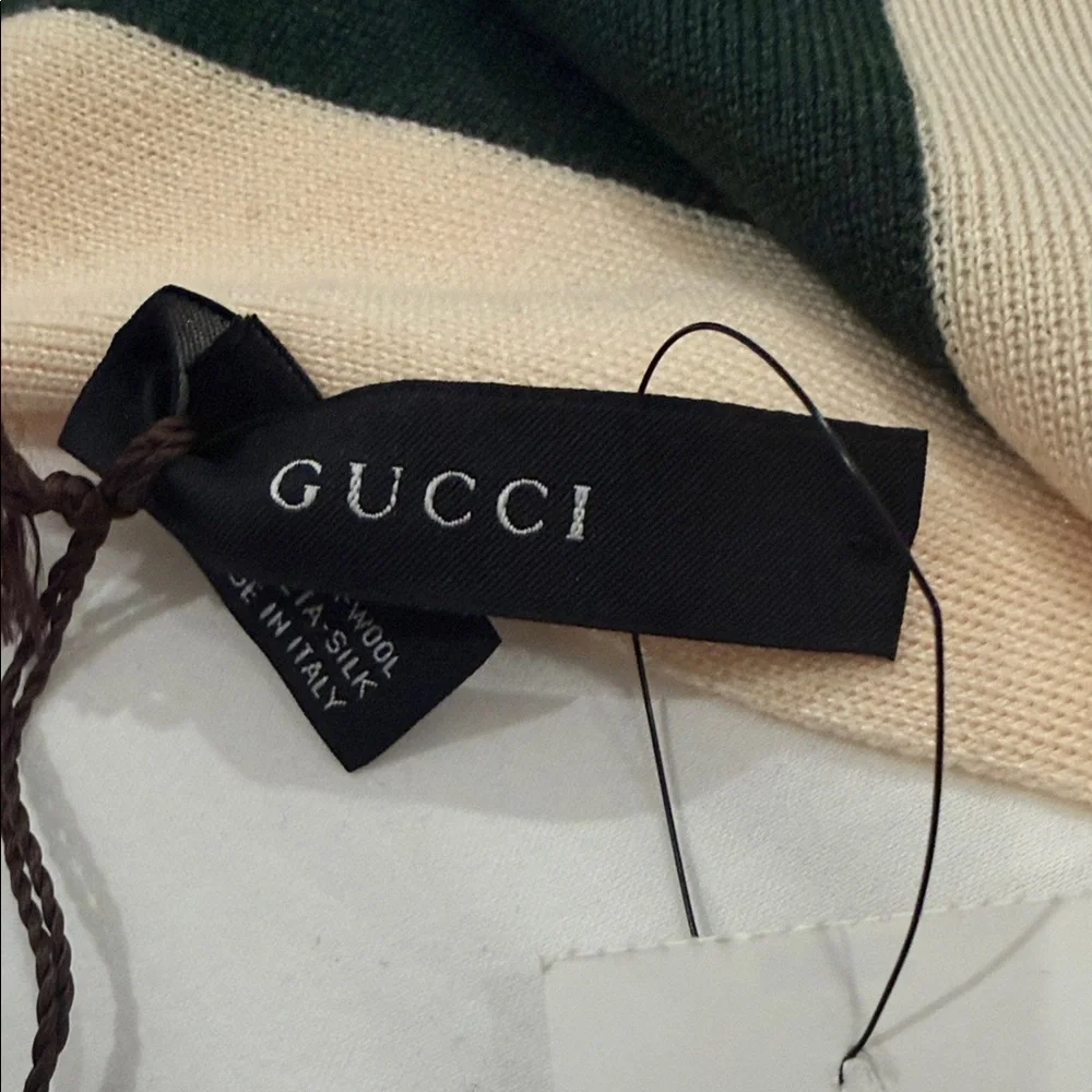 Gucci Cream Scarf with Green & Red Web Stripes